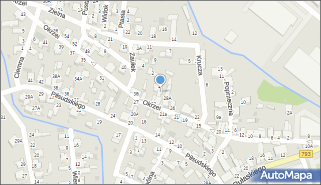 Myszków, Okrzei Stefana, 30A, mapa Myszków