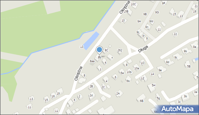 Niepołomice, Okrężna, 8b, mapa Niepołomice