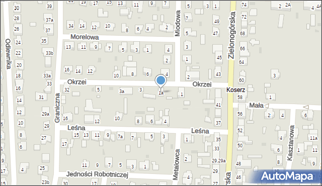 Nowa Sól, Okrzei Stefana, 1a, mapa Nowa Sól