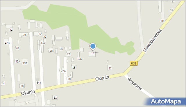 Nowy Dwór Mazowiecki, Okunin, 14, mapa Nowy Dwór Mazowiecki