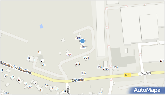 Nowy Dwór Mazowiecki, Okunin, 142C, mapa Nowy Dwór Mazowiecki