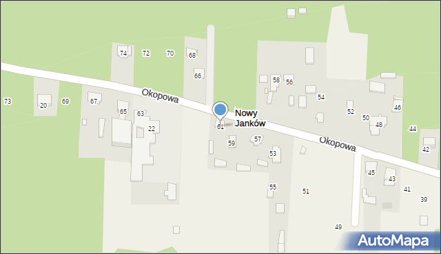 Nowy Janków, Okopowa, 61, mapa Nowy Janków