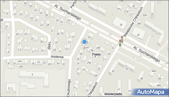 Nowy Sącz, Okulickiego-Niedźwiadka Leopolda, gen., 20, mapa Nowego Sącza