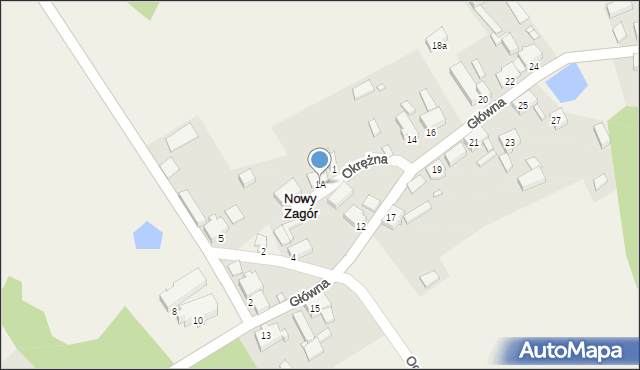 Nowy Zagór, Okrężna, 1A, mapa Nowy Zagór