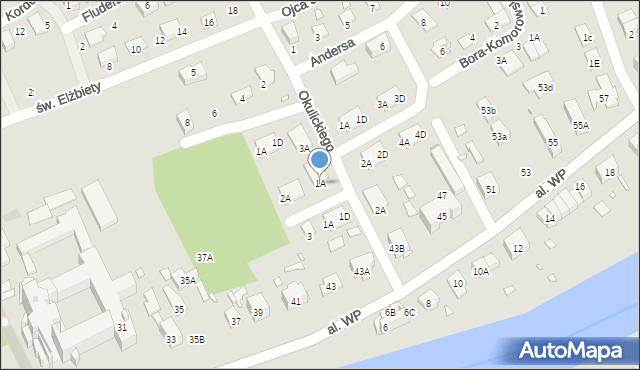 Nysa, Okulickiego-Niedźwiadka Leopolda, gen., 1A, mapa Nysy