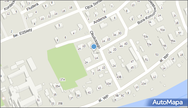 Nysa, Okulickiego-Niedźwiadka Leopolda, gen., 1D, mapa Nysy