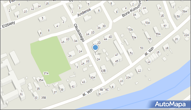 Nysa, Okulickiego-Niedźwiadka Leopolda, gen., 2D, mapa Nysy