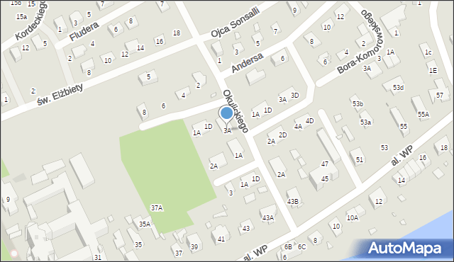 Nysa, Okulickiego-Niedźwiadka Leopolda, gen., 3A, mapa Nysy