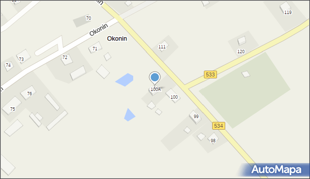 Okonin, Okonin, 100A, mapa Okonin