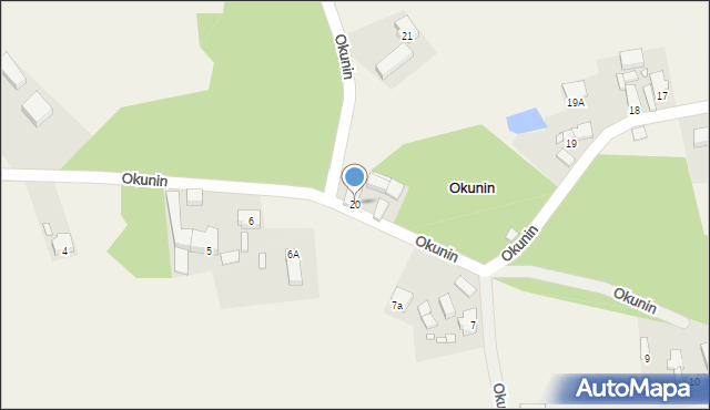 Okunin, Okunin, 20, mapa Okunin