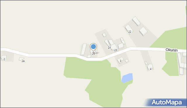 Okunin, Okunin, 25, mapa Okunin