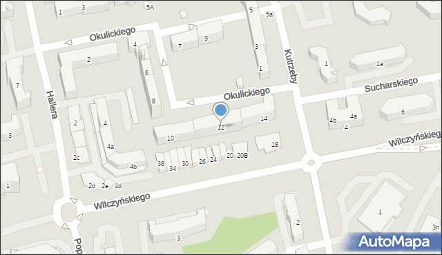 Olsztyn, Okulickiego-Niedźwiadka Leopolda, gen., 12, mapa Olsztyna