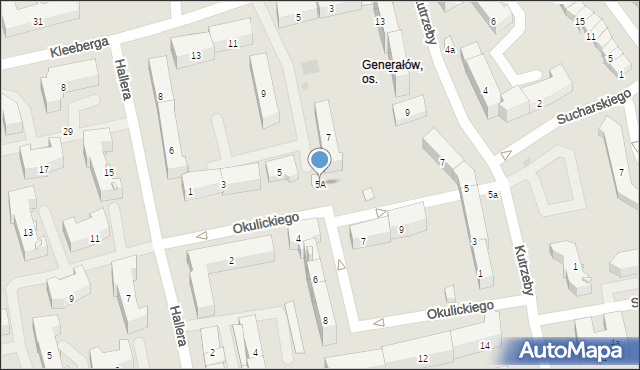 Olsztyn, Okulickiego-Niedźwiadka Leopolda, gen., 5A, mapa Olsztyna