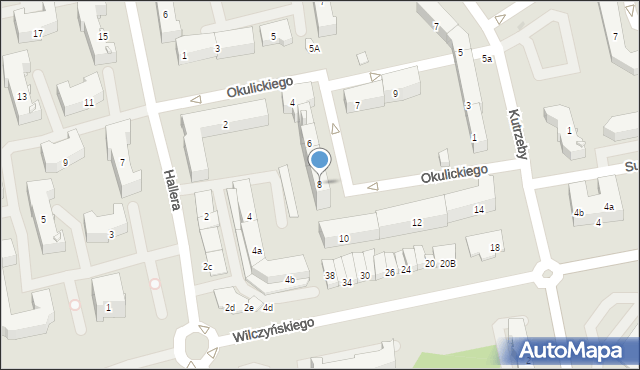 Olsztyn, Okulickiego-Niedźwiadka Leopolda, gen., 8, mapa Olsztyna
