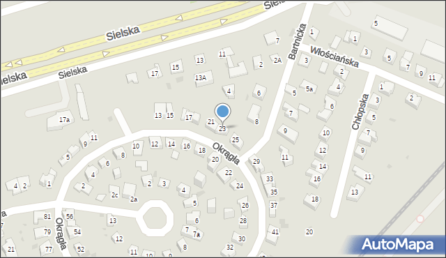 Olsztyn, Okrągła, 23, mapa Olsztyna