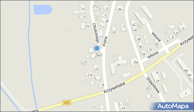 Osieczna, Okulickiego-Niedźwiadka Leopolda, gen., 17d, mapa Osieczna