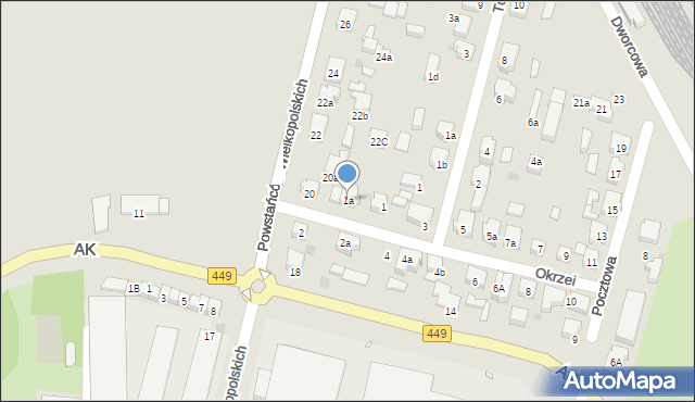 Ostrzeszów, Okrzei Stefana, 1a, mapa Ostrzeszów