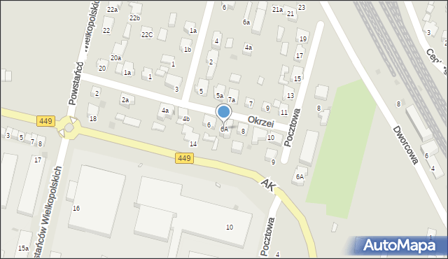 Ostrzeszów, Okrzei Stefana, 6A, mapa Ostrzeszów