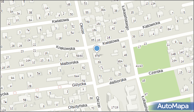 Otwock, Okrzei Stefana, 67A, mapa Otwock