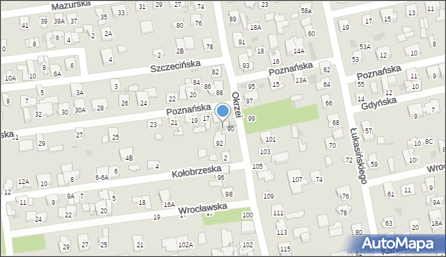 Otwock, Okrzei Stefana, 90A, mapa Otwock