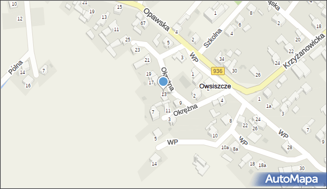 Owsiszcze, Okrężna, 13, mapa Owsiszcze