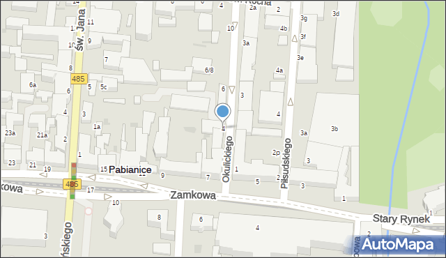 Pabianice, Okulickiego-Niedźwiadka Leopolda, gen., 4, mapa Pabianic