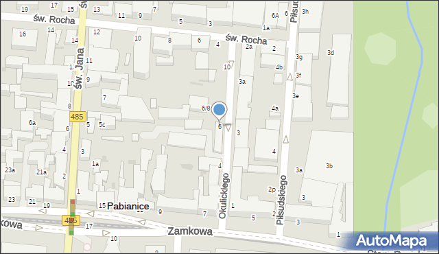 Pabianice, Okulickiego-Niedźwiadka Leopolda, gen., 6, mapa Pabianic
