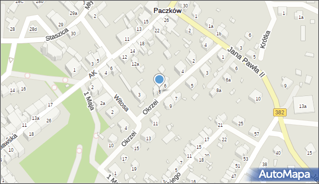 Paczków, Okrzei Stefana, 8, mapa Paczków