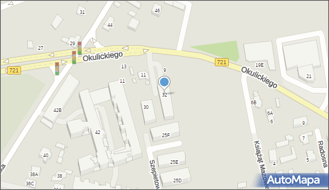 Piaseczno, Okulickiego-Niedźwiadka Leopolda, gen., 32, mapa Piaseczno