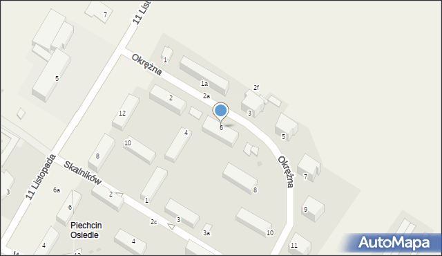 Piechcin, Okrężna, 6, mapa Piechcin