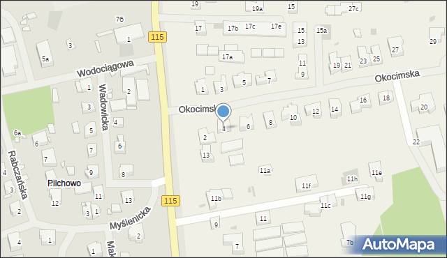 Pilchowo, Okocimska, 4, mapa Pilchowo