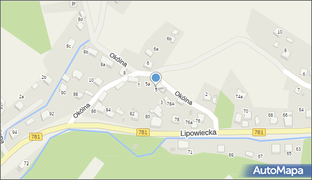 Płaza, Okólna, 5, mapa Płaza