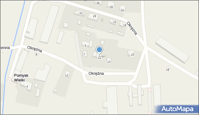 Pomysk Wielki, Okrężna, 11, mapa Pomysk Wielki