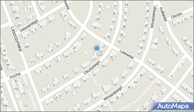 Poznań, Okulickiego-Niedźwiadka Leopolda, gen., 23, mapa Poznania
