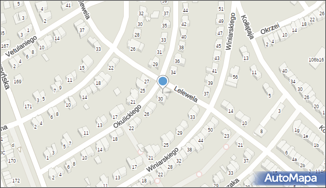 Poznań, Okulickiego-Niedźwiadka Leopolda, gen., 32, mapa Poznania