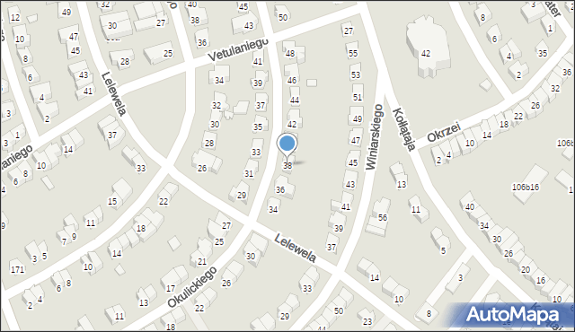 Poznań, Okulickiego-Niedźwiadka Leopolda, gen., 38, mapa Poznania