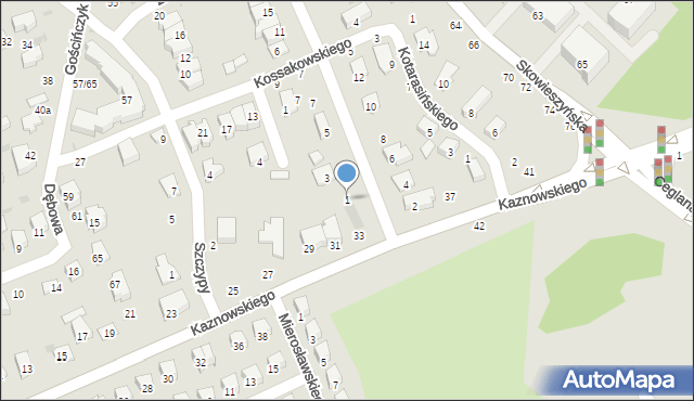 Puławy, Okulickiego-Niedźwiadka Leopolda, gen., 1, mapa Puław