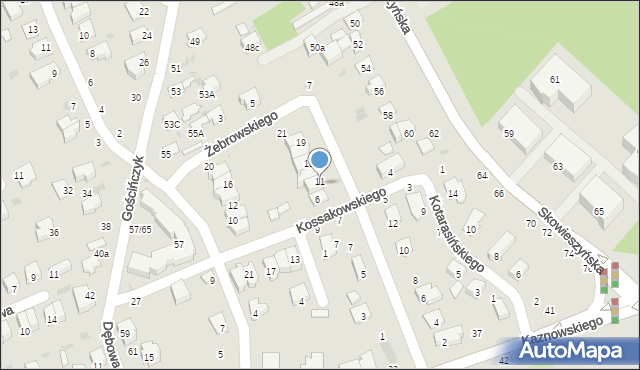 Puławy, Okulickiego-Niedźwiadka Leopolda, gen., 9, mapa Puław