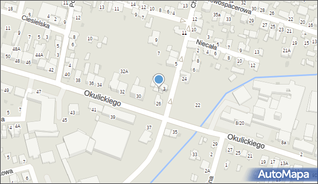 Radom, Okulickiego Leopolda, gen., 28, mapa Radomia