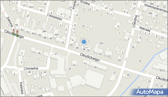 Radom, Okulickiego Leopolda, gen., 36, mapa Radomia