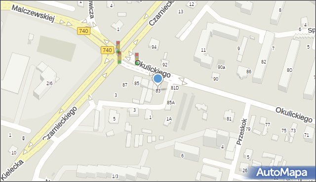 Radom, Okulickiego Leopolda, gen., 83, mapa Radomia
