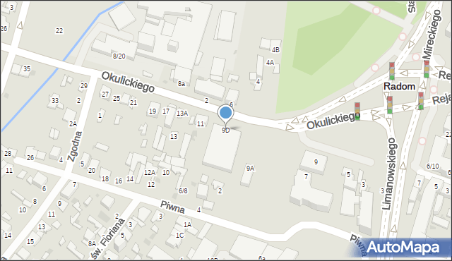 Radom, Okulickiego Leopolda, gen., 9D, mapa Radomia