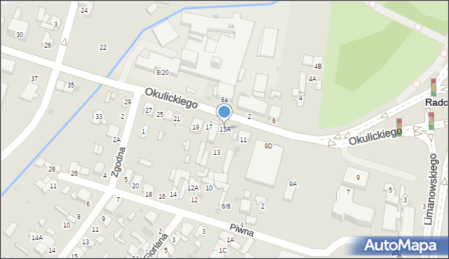 Radom, Okulickiego-Niedźwiadka Leopolda, gen., 13A, mapa Radomia