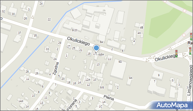 Radom, Okulickiego-Niedźwiadka Leopolda, gen., 15, mapa Radomia