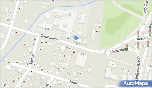 Radom, Okulickiego-Niedźwiadka Leopolda, gen., 2, mapa Radomia