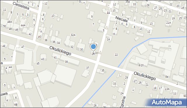 Radom, Okulickiego-Niedźwiadka Leopolda, gen., 26, mapa Radomia