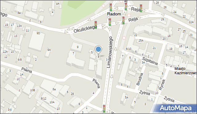 Radom, Okulickiego-Niedźwiadka Leopolda, gen., 3, mapa Radomia