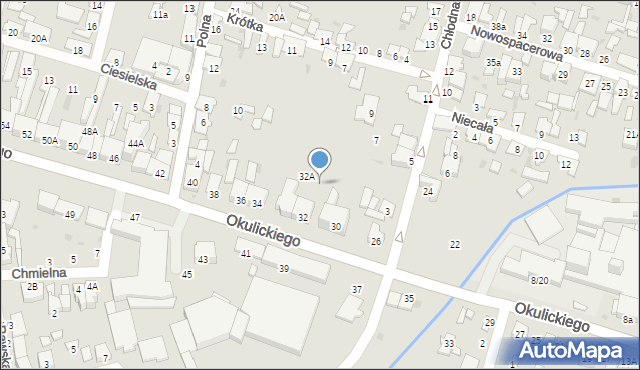 Radom, Okulickiego-Niedźwiadka Leopolda, gen., 32B, mapa Radomia