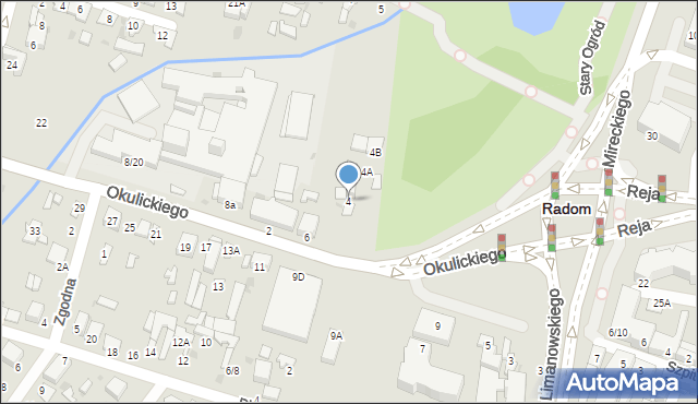 Radom, Okulickiego-Niedźwiadka Leopolda, gen., 4, mapa Radomia