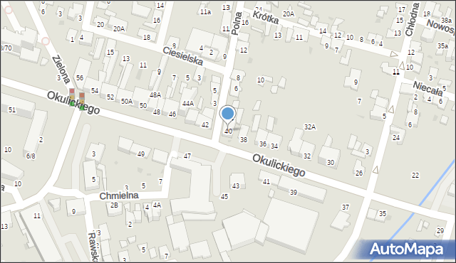 Radom, Okulickiego-Niedźwiadka Leopolda, gen., 40, mapa Radomia